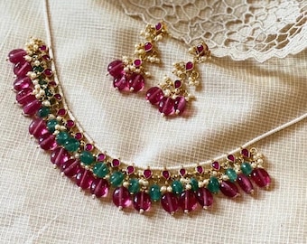 KASHI Kundan Choker Necklace: Gold Plated South Indian Jewelry
