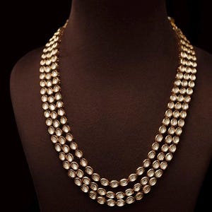 14K Gold Plated Kundan Necklace Set: South Indian Bridal Jewelry