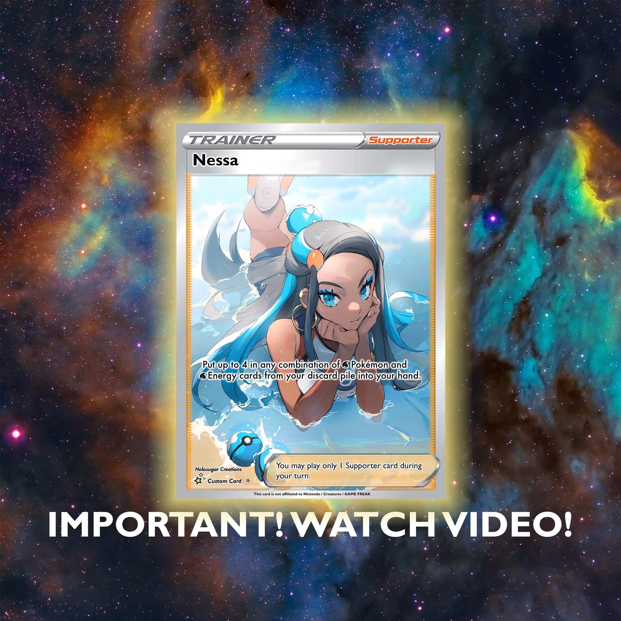 Nessa Full Holographic Holo Custom Trainer Card Etsy