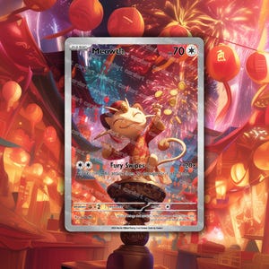 Meowth Olografico Personalizzato TCG • Capodanno Lunare CardArt