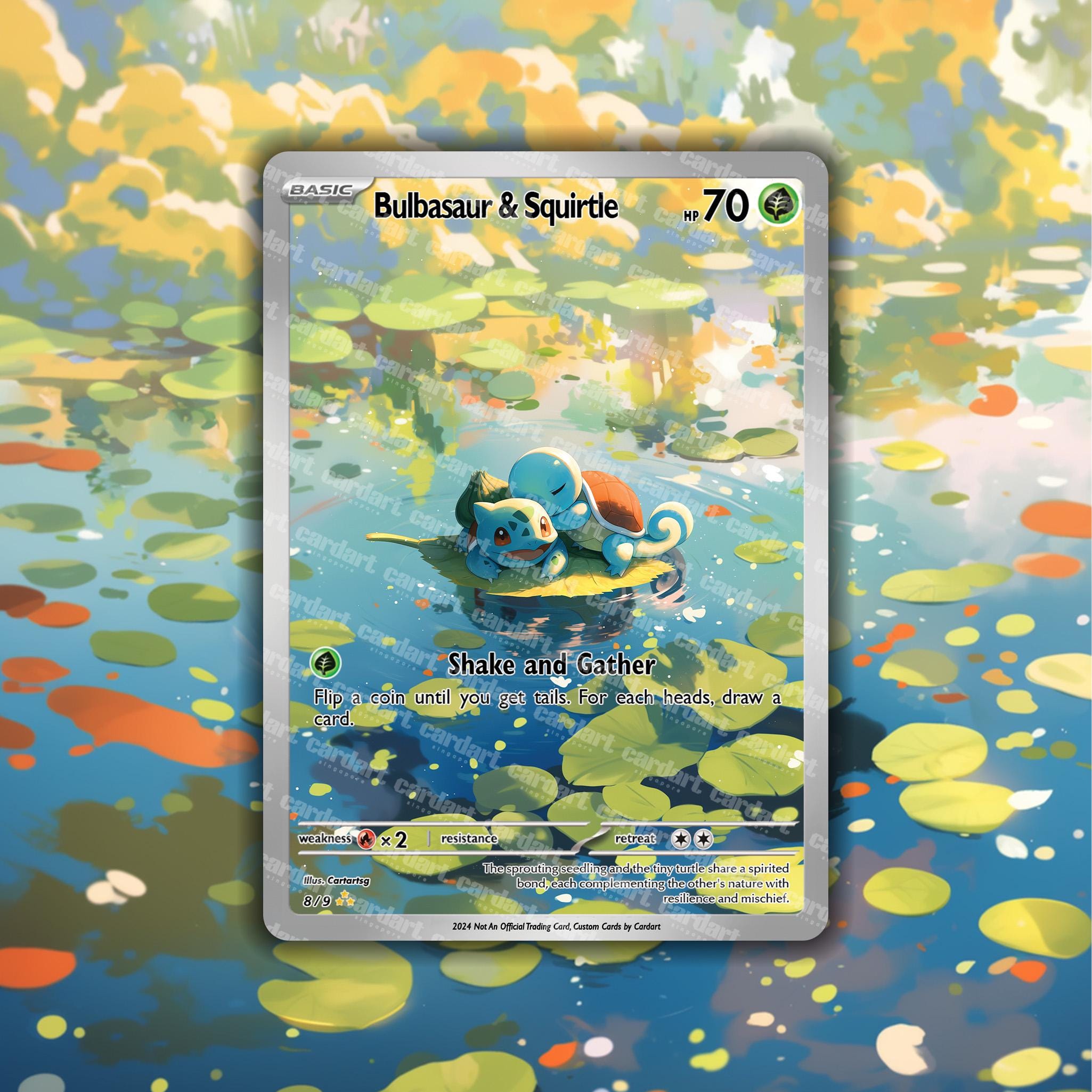 Bulbasaur & Squirtle Holographic Custom TCG • Cuddle CardArt