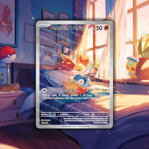 TCG holographique personnalisé Fennekin & Piplup • Cuddle CardArt