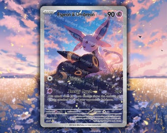 Espeon & Umbreon Holographic Custom TCG • Cuddle CardArt