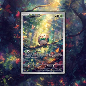 Rowlet Holographic Custom TCG • Grassy Terrain CardArt