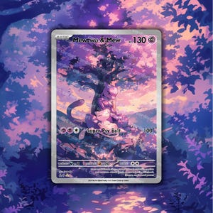 Cartes d'art personnalisées Mewtwo & Mew | Collection Pokémon Câlin