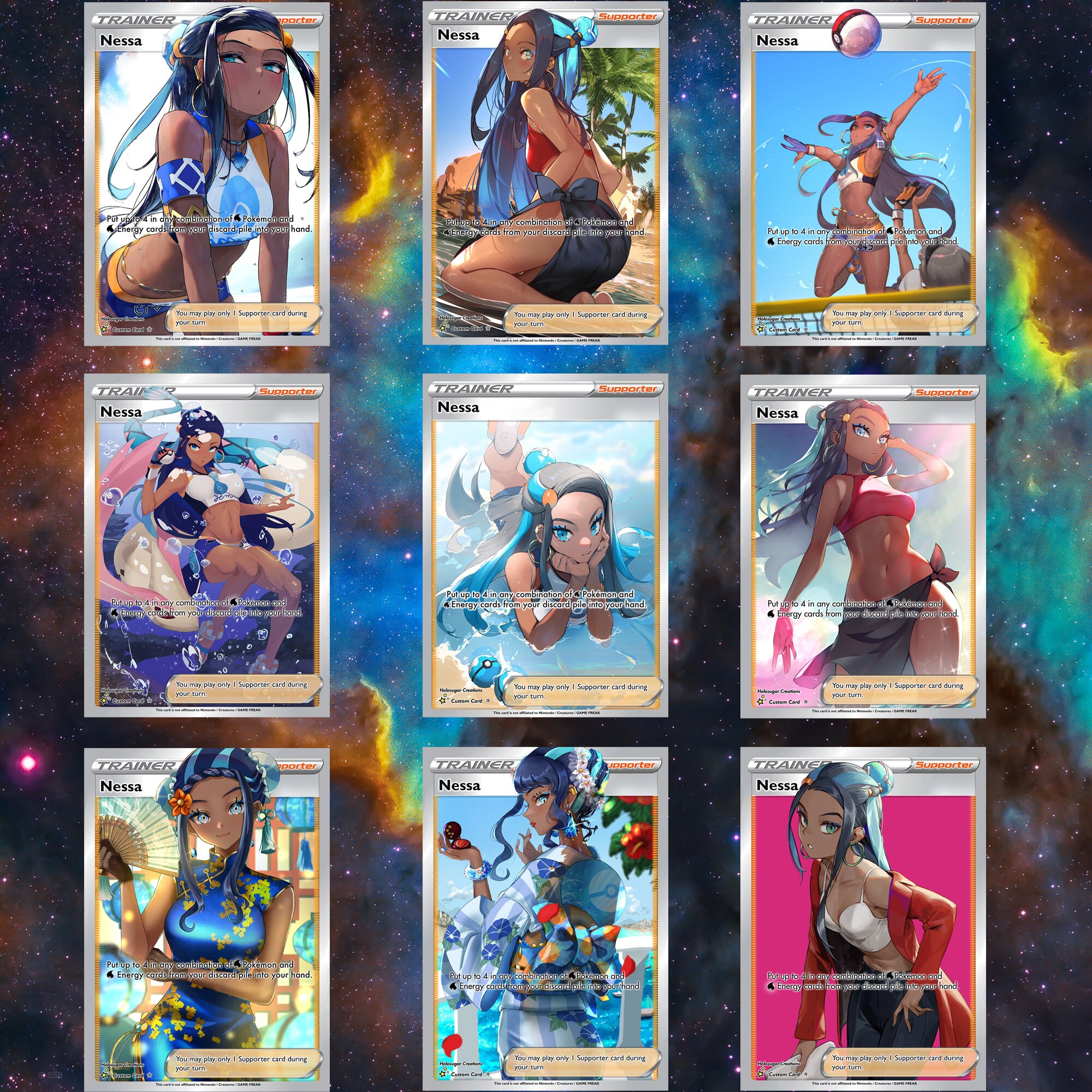 Nessa Full Holographic Holo Custom Trainer Card Etsy