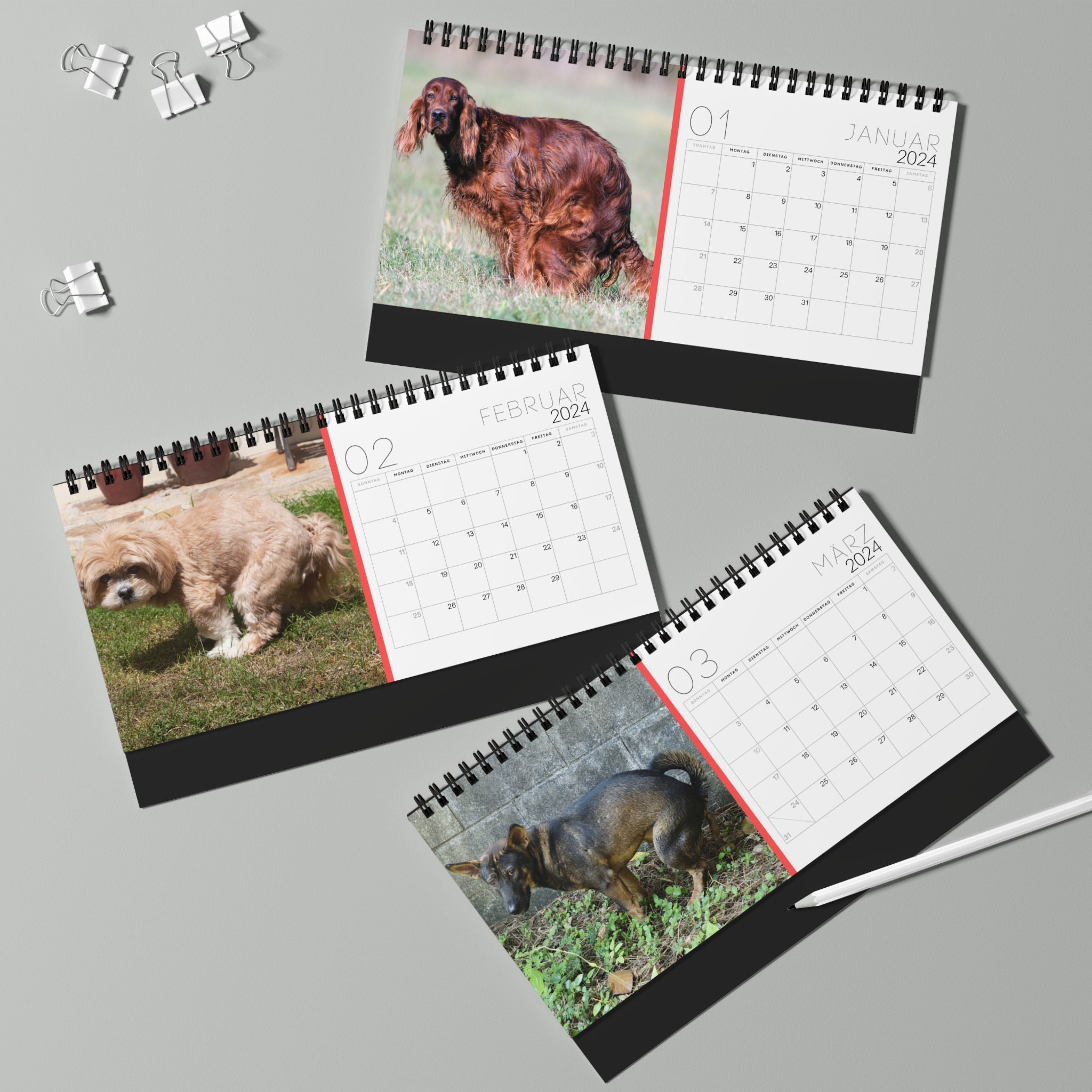 Kackende Hunde Kalender 2024 Lustiges Geschenk für Männer, Frauen