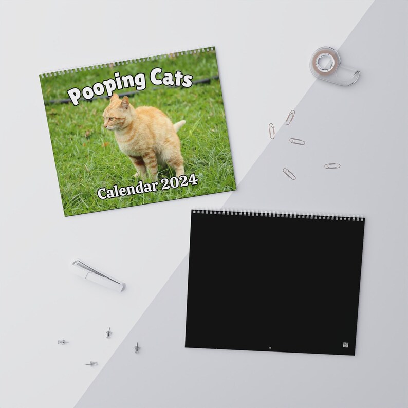 Pooping Cats 2024 Calendar 2024 Funny Gift for Cat Lover Gag Etsy