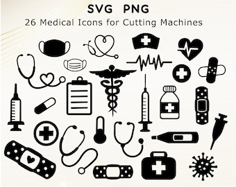 Ensemble d&#39;icônes médicales design Fichiers Svg coupés Fichiers Svg pour cricut Docteur Svg Bundle infirmière Fichiers Svg Svg PNG pour machines de découpe