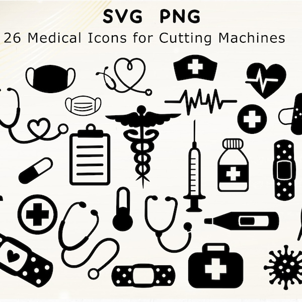 Medical Icons Svg Bundle design Svg Cut files Svg Files for cricut Doctor Svg Bundle Nurse Svg files Svg PNG Files for cutting machines