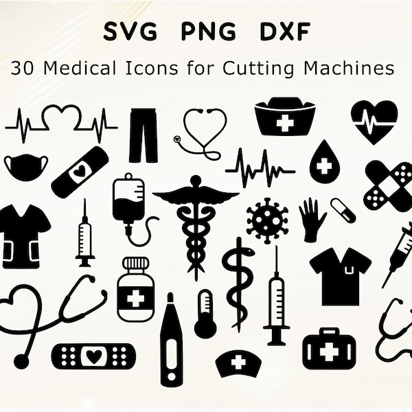 Icônes médicales SVG infirmière Svg Bundle docteur Svg Bundle Svg coupe fichiers Fichiers Svg pour Cricut infirmière Svg soins de santé Svg travailleur de la santé Svg Png