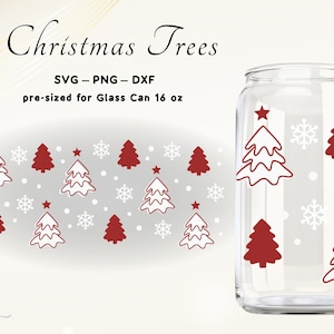 Libbey Glass Christmas SVG Winter Beer Can Glass Svg Libbey Glass Wrap Christmas Svg 16 oz Christmas Wrap Winter Glass Cup Designs Cut File
