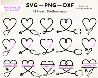 Stethoskop Bundle SVG Herz Stethoskop SVG Schnittdatei Krankenschwester Leben SVG Medizinische geschnittene SVG personalisierte geschnittene SVG-Datei