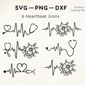 Herzschlag SVG Ekg SVG Stethoskop Blume SVG Stethoskop SVG Bundle geschnitten Dateien SVG für Cricut Arzt SVG Tassen Krankenschwester