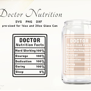 Doctor Svg Doctor Nutrition Facts Svg Doctor Wrap 16 oz Glass Can Wrap Svg Cut Files Svg for Cricut Medical Student Svg Doctor Tumbler Wrap