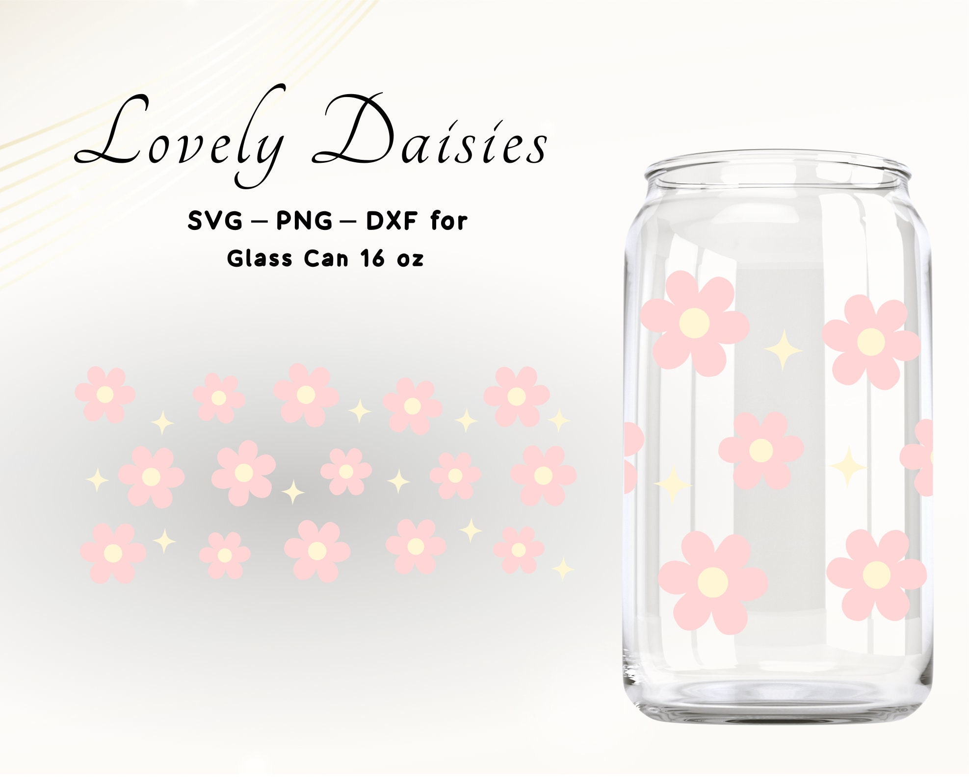 Flower Svg Wrap Daisy Svg Wrap Boho Mini Daisies Libbey Glass Svg Beer ...
