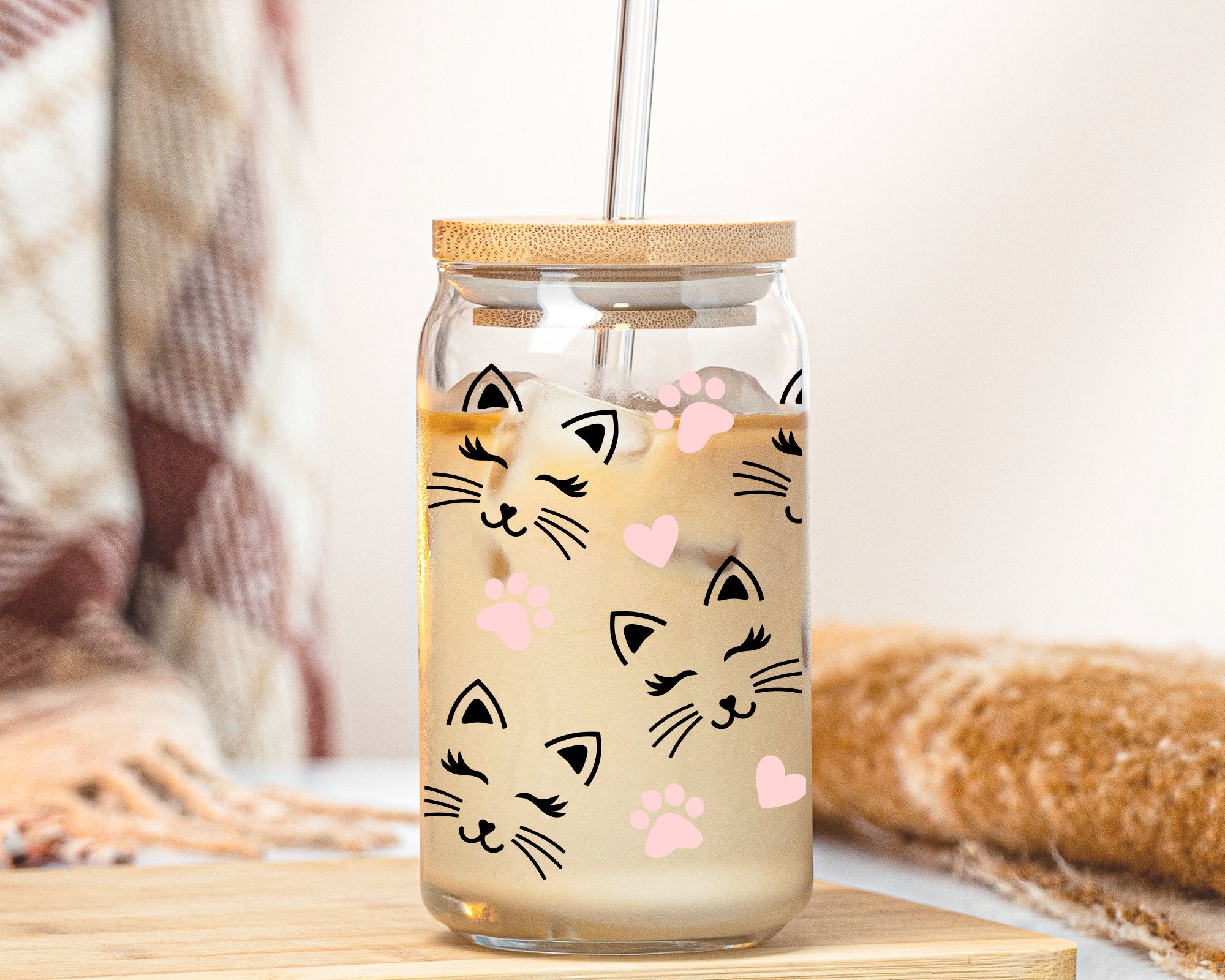 Cat SVG Wrap Libbey Glass Svg Cat Wrap Glass Can Wrap Cats Beer Glass ...