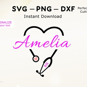 Heart Stethoscope SVG Stethoscope Monogram Svg Name Heart Svg Cut file SVG Personalize Name Stethoscope Svg with Name Doctor Svgg