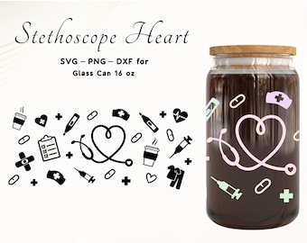 Nurse SVG Wrap Nurse Glass Wrap Svg for Glass Cup 16 oz Glass Can Wrap Svg Libbey Glass Wrap Svg Cut File Svg Beer Can Nurse Student SVG Png