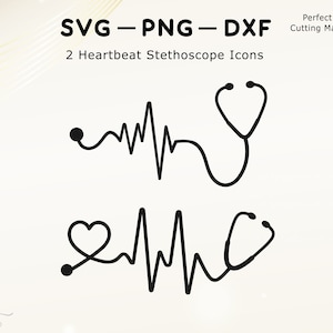 Stethoscoop SVG Stethoscoop Heartbeat SVG Verpleegkundige Heartbeat Svg Bundel Arts Svg-bestand voor Cricut Svg Cut Files Heartbeat Stethoscoop Svg Png