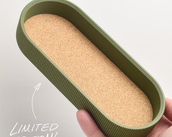 Minimalist Organiser Trays | for Sideboard and Desks | Dark Green with Cork Inlay | 3D Printed to Order