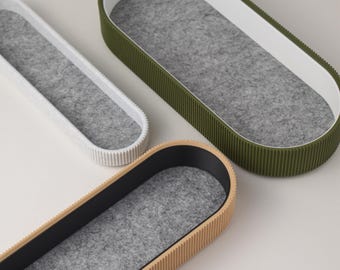 Minimalist Two-Tone Tray: 3D Printed Desk Organizer with Felt Inlay