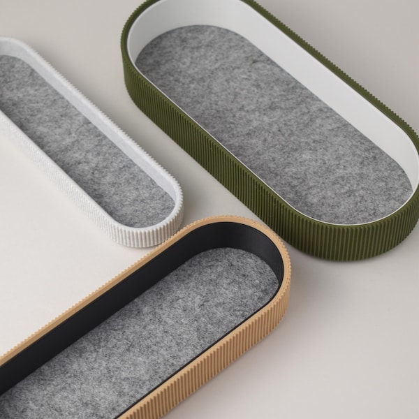 Minimalist Two-Tone Tray: 3D Printed Desk Organizer with Felt Inlay