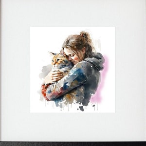 Excellent cadeau pour les amateurs de chat tigré de maman de chat de la fête des mères | Beautiful Art 300 dip téléchargement instantané de haute qualité pour la décoration murale de toutes les pièces.