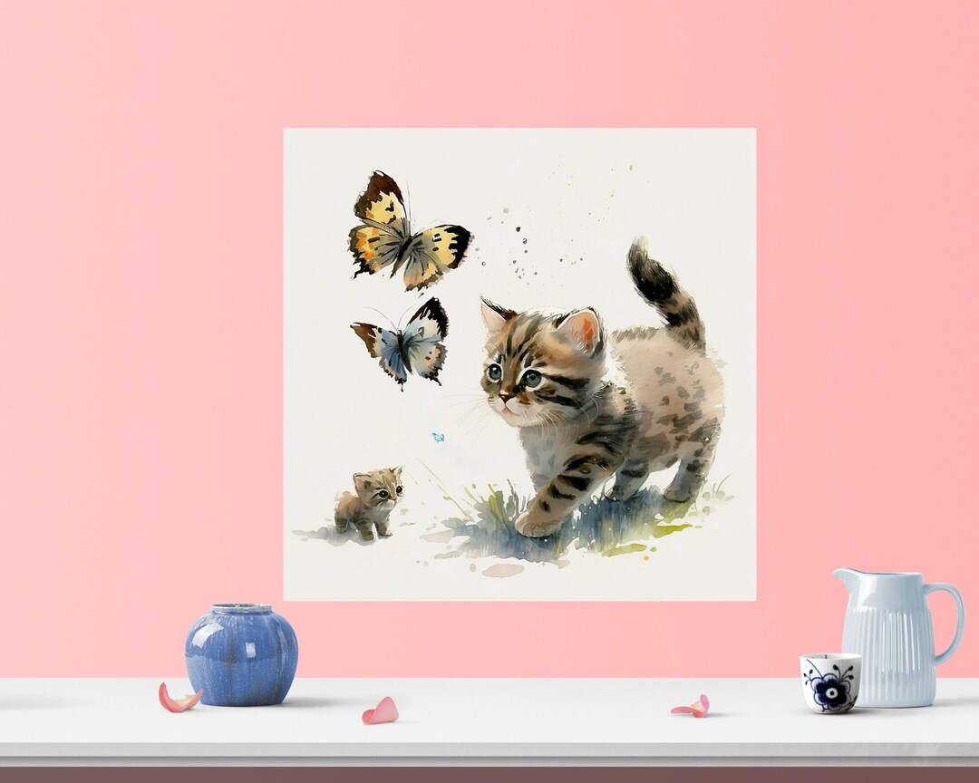 Mommy and Me Cute Kitten and Cat Mom Spring Flower Garden With ...