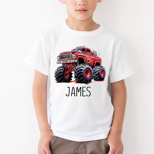 Boys Tiger Stripe Monster Truck Shirt, Custom Personalized Kids Monster  Name, Boy Birthday Party Gift, Back To School, Off Road Toddler Tee