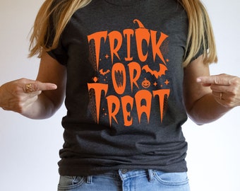 Trick or Treat Shirt, Trick or Treat, Funny Halloween T-Shirt, Toddler Halloween Shirt, Halloween Shirt Kids, Girls Halloween Shirt