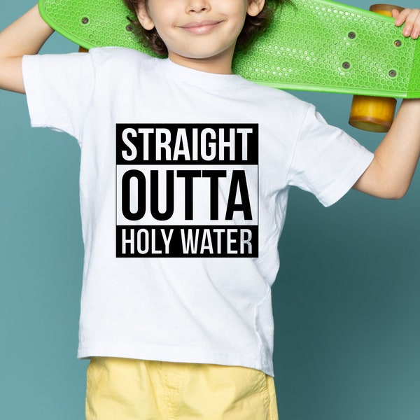 Straight Outta Holy Water Baby Baptism Cute Shirt | Newborn Apparel |Christening Baby Outfit | Cute Baptism Clothing Gift | Infant Humor Tee