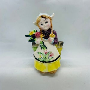 Ceramic Dutch Girl Planter, Holland, tulips MCM