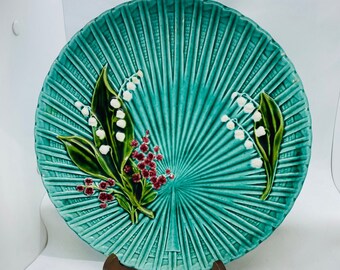 Lily of the Valley Majolica Antique Platter, made in Germany