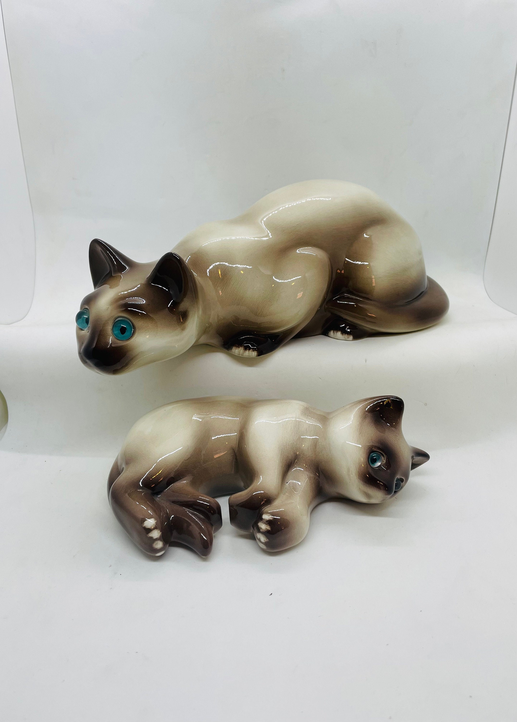 Ceramic cat with blue glass eyes - Etsy 日本