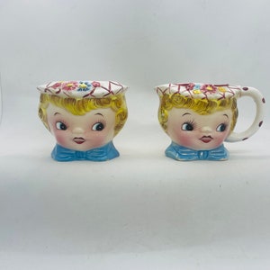 50&#39;s Lefton Miss Dainty Sugar and Creamer set- missing lid