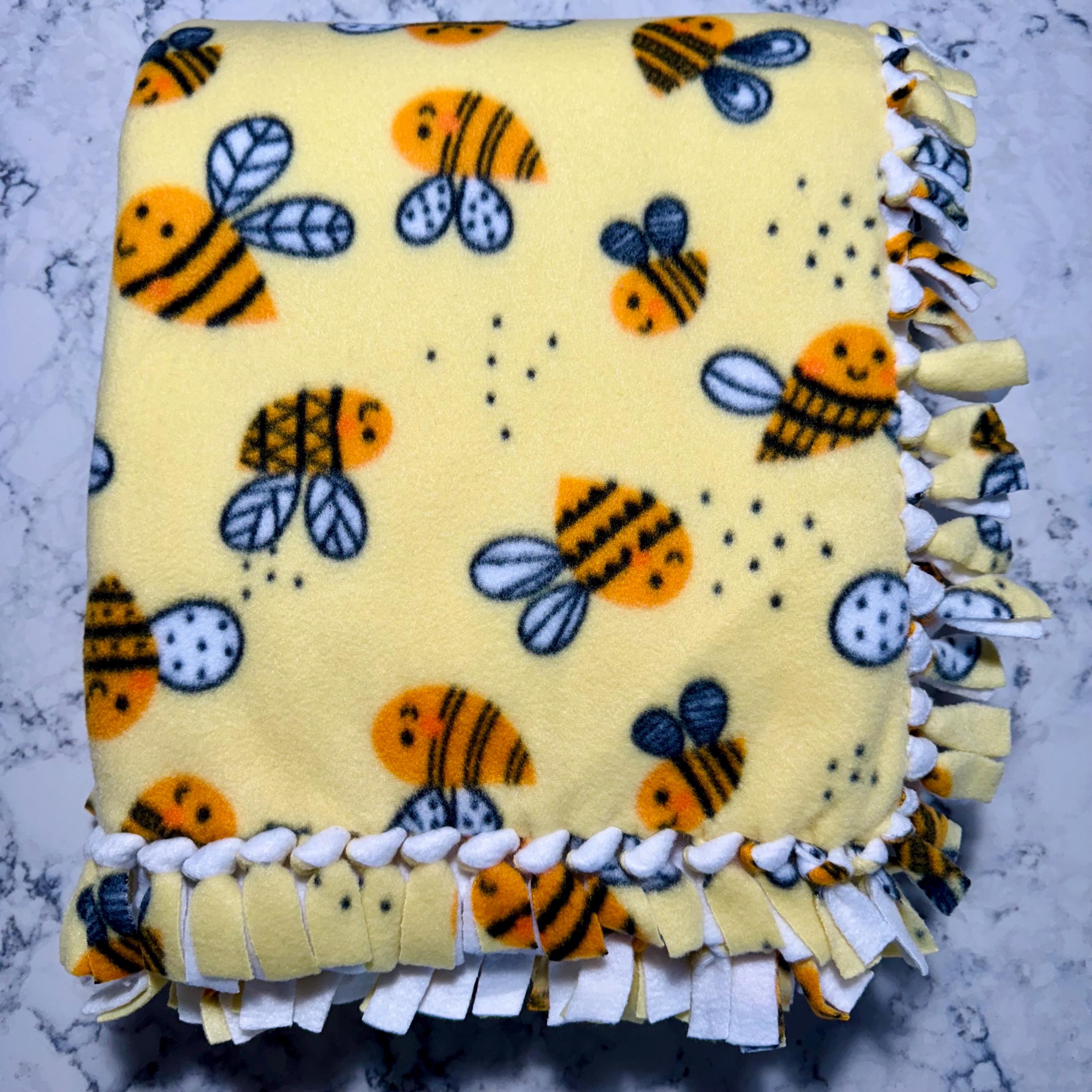 Bee Fleece Blanket: Handmade Bumble Bee Decor, 60x48 Inch