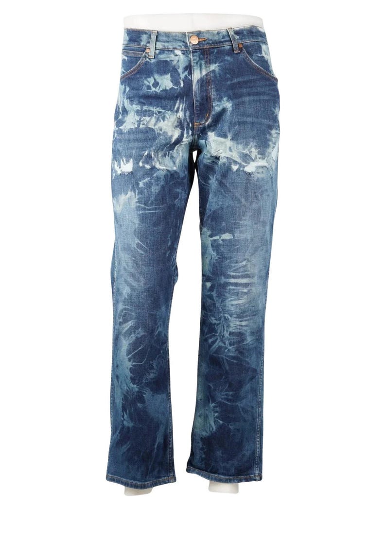 Vintage Straight Wrangler Jeans in Blue size W35 / L30 afbeelding 3