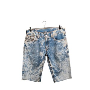 True Religion Acid Wash Shorts in Blue size W36 bild 3