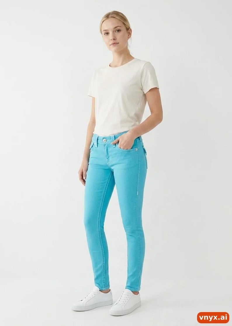 Skinny True Religion Jeans in Turquoise size W24 / L29 24