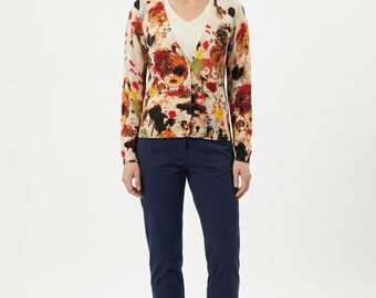 Slim PURPLISH Sweater in Cream multi size S