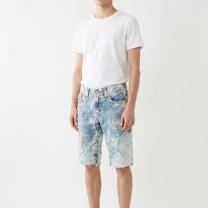 True Religion Acid Wash Shorts in Blue size W36 36