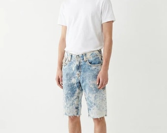True Religion Acid Wash Shorts in Blue size W36