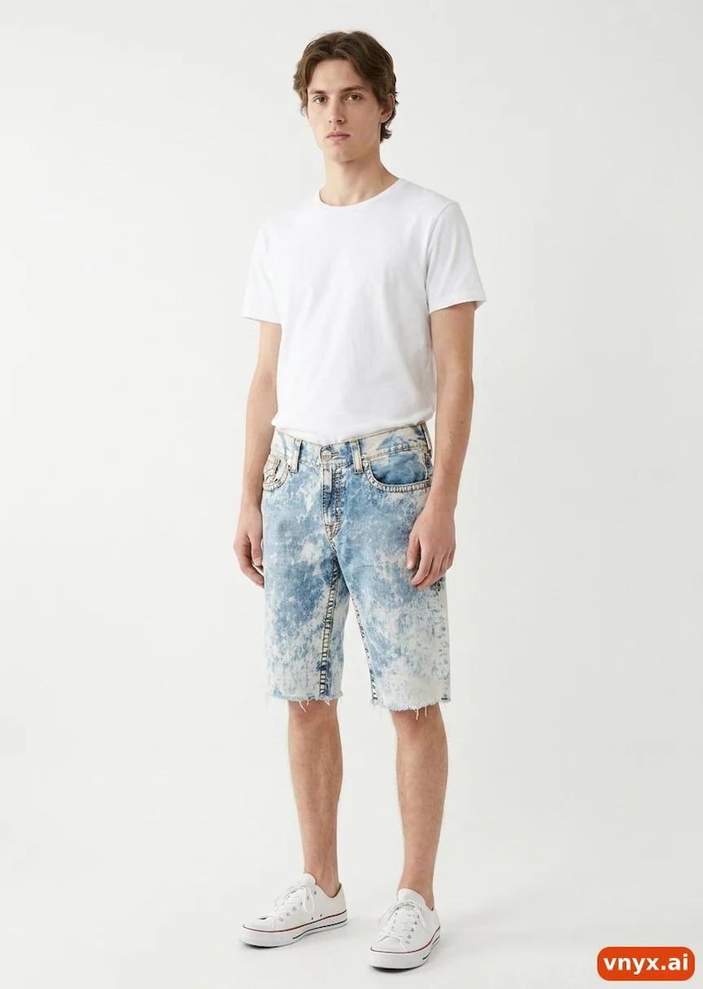 True Religion Acid Wash Shorts in Blue size W36 36