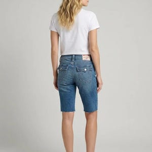 Vintage Cut-off True Religion Jeans in Blue W36 afbeelding 2
