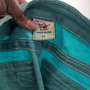 Skinny True Religion Jeans in Turquoise size W24 / L29 image 6