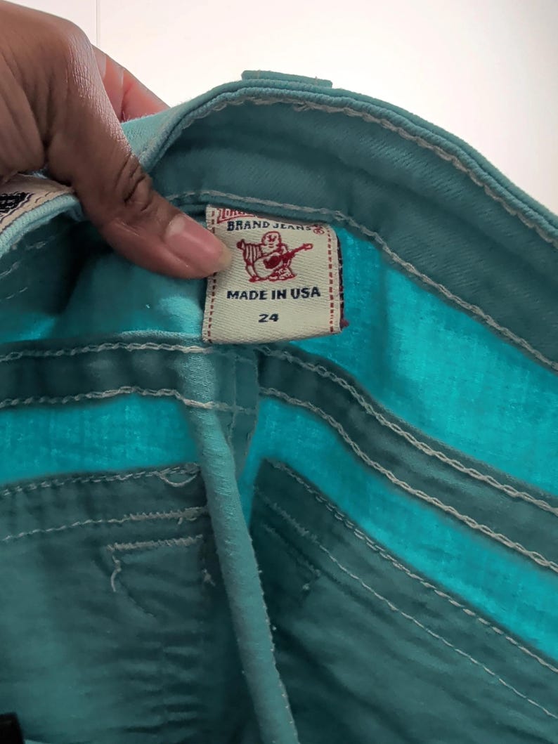 Skinny True Religion Jeans in Turquoise size W24 / L29 image 6