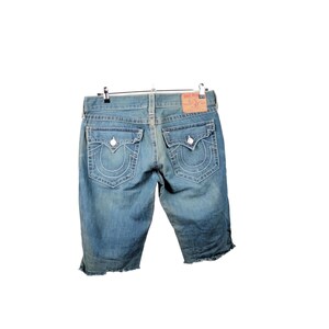 Vintage Cut-off True Religion Jeans in Blue W36 afbeelding 4