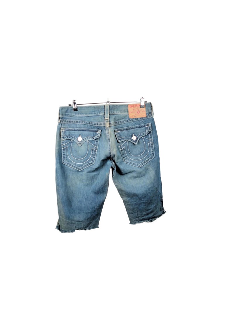 Vintage Cut-off True Religion Jeans in Blue W36 afbeelding 4