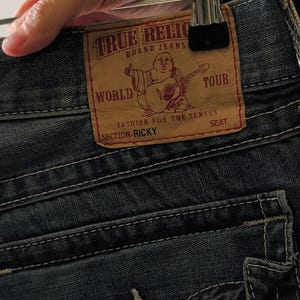 Vintage Cut-off True Religion Jeans in Blue W36 afbeelding 7
